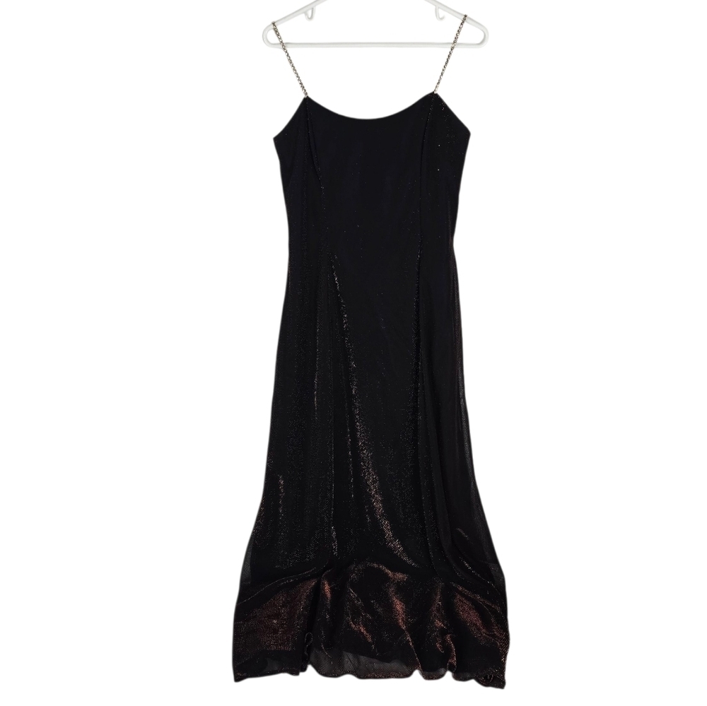 Scott McClintock Vintage 90's Black Metallic Copper Formal Dress 8 Bejeweled